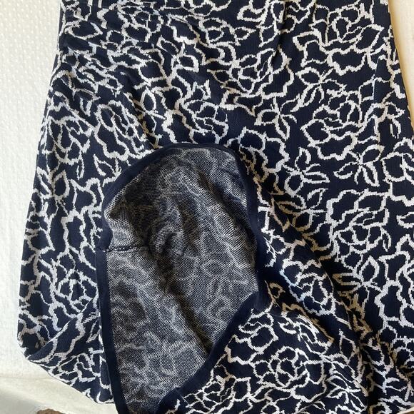 Eva Mendes New York & Company Women Midi Dress M Navy Floral Zipper Sleeveless - Picture 7 of 8